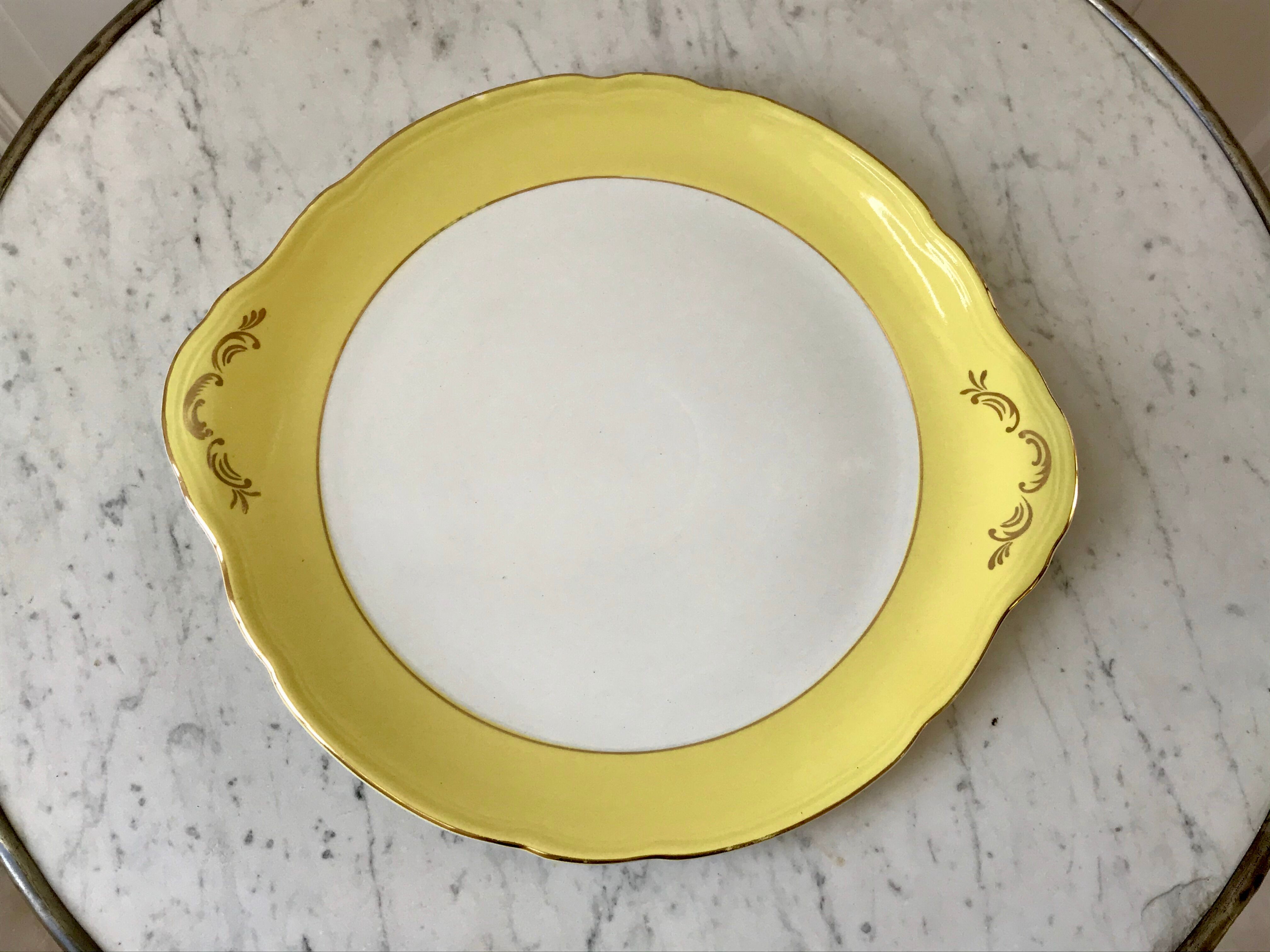 cake dish Moulin des Loups canary yellow 50s