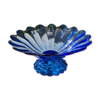 Vintage fruit bowl in bluish glass