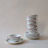 Set of 9 cups and a saucer - Gien, France, Gilles model