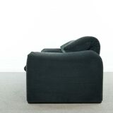 Maralunga 2seater sofa in dark grey striped fabrics by Vico Magistretti for Cassina