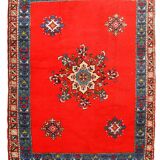 Tapis vintage fait main Berbère en laine rouge éclatant (170cm x 240cm)