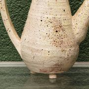 Vessel, jug, signed, 1950s, red terracotta, cream slip.