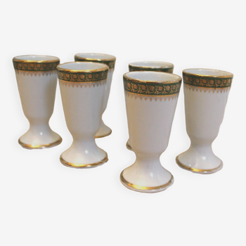 Complete set of 6 Mazagrans in Limoges Porcelain - Vintage - French