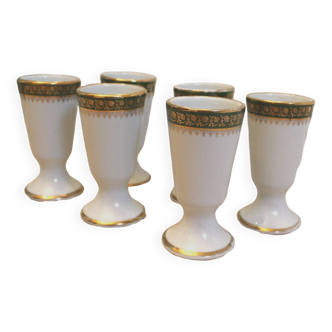 Complete set of 6 Mazagrans in Limoges Porcelain - Vintage - French