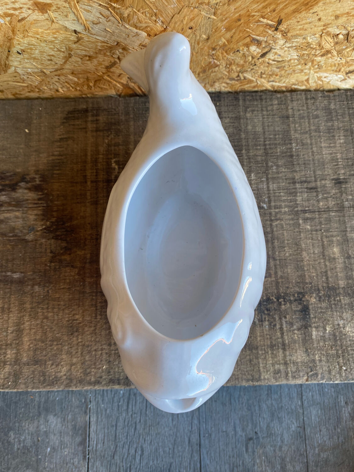 Vintage white ceramic fish sauce boat bruno evrard france