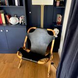 Bamboo and leather sling chair