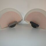 Pair appliques glass metal half-moon diva Enzio Didone arteluce circa 1980
