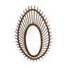 sun mirror free shape vintage bamboo 70s 41x61cm