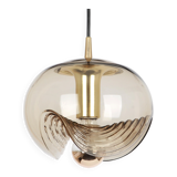 Large smoked glass pendant light by Peill & Putzler, Germany, 1970s.