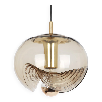 Large smoked glass pendant light by Peill & Putzler, Germany, 1970s.