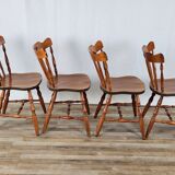 Set of 4 country style chairs, 80s
