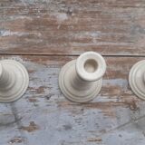 Set of 3 earthenware candlesticks from Villenauxe