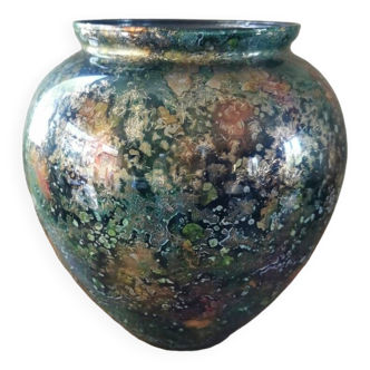 Eglomise Lacquered Glass Vase Line
