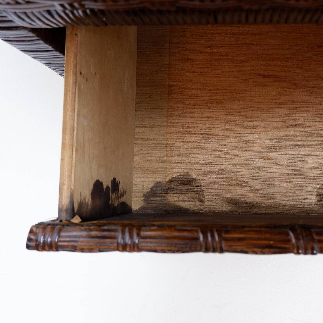 Vintage coastal woven rattan chest of drawers