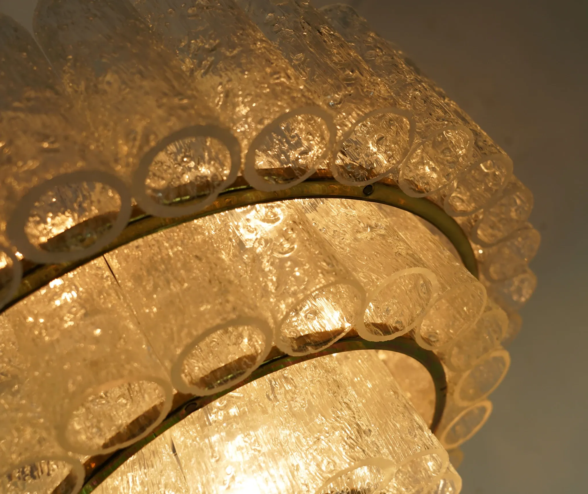 1960s vintage mid century doria ice glass CHANDELIER with 63 glass tubes