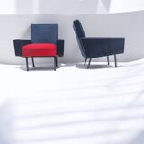 Retro armchair in black and red skai (1)