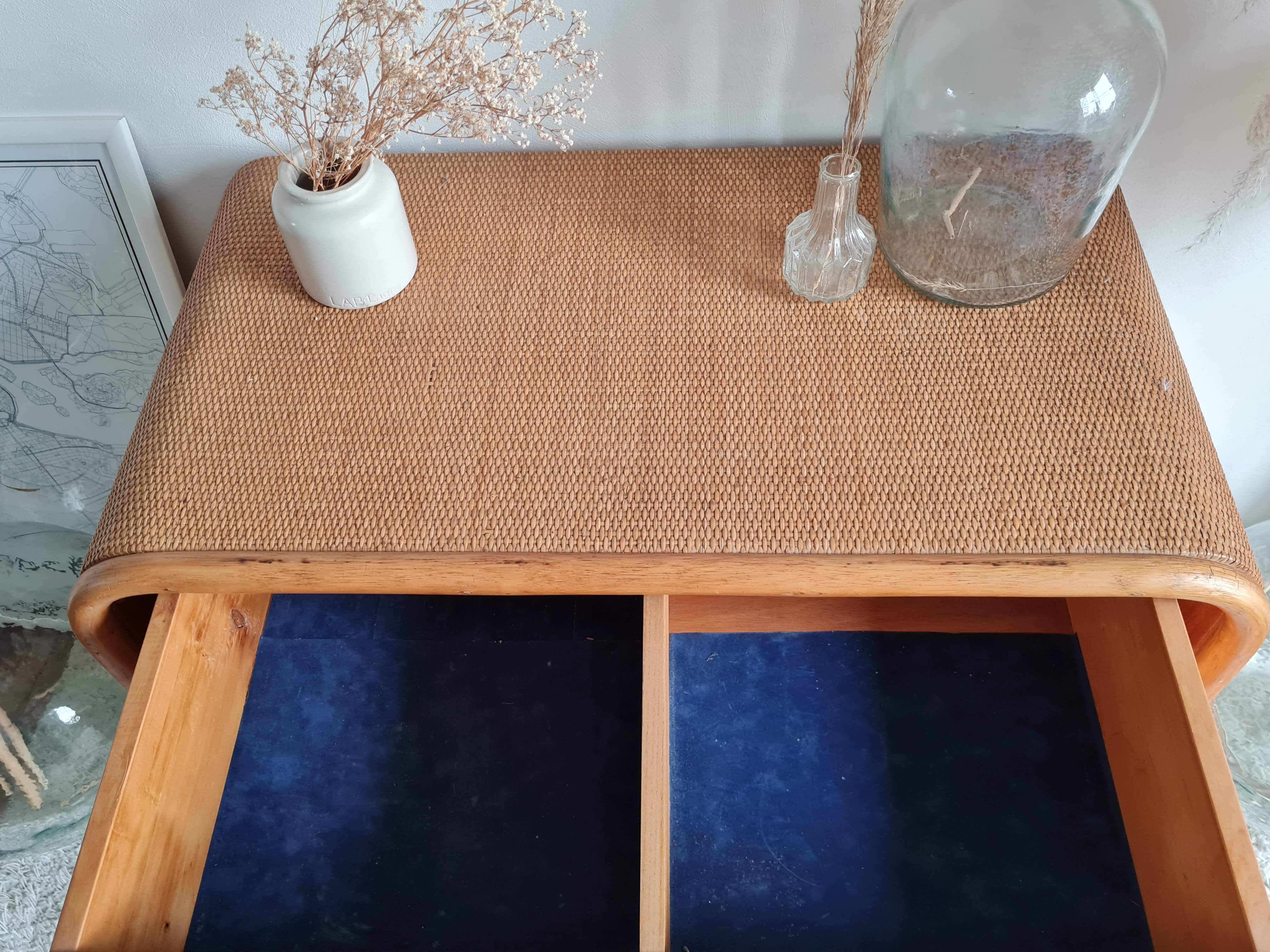 Commode en rotin vintage années 60