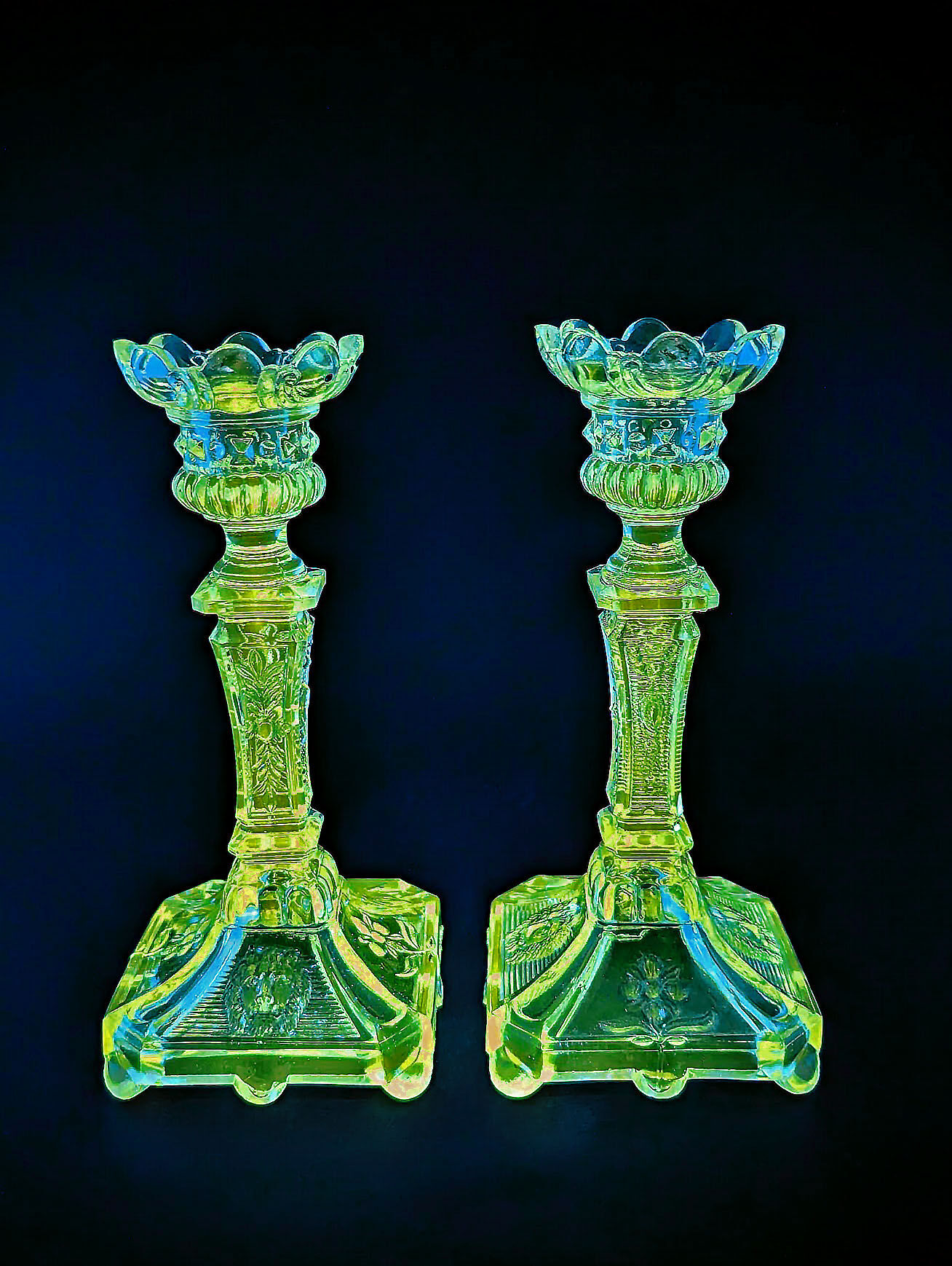 Antique German Crystal Candle Holders (1900-1930) Fenne Glashütte