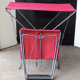Pair of folding stools in red canvas and metal