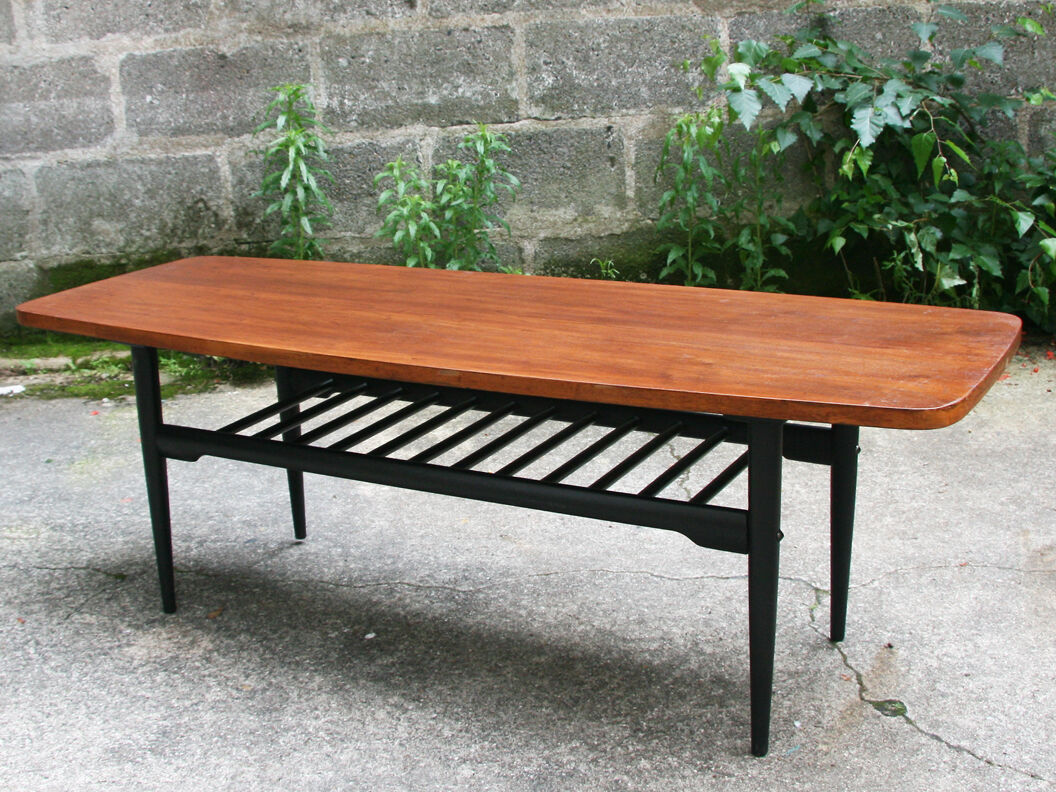 Table basse - teck et bois noir - 1960