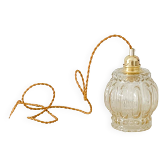 Vintage amber bubble glass portable lamp