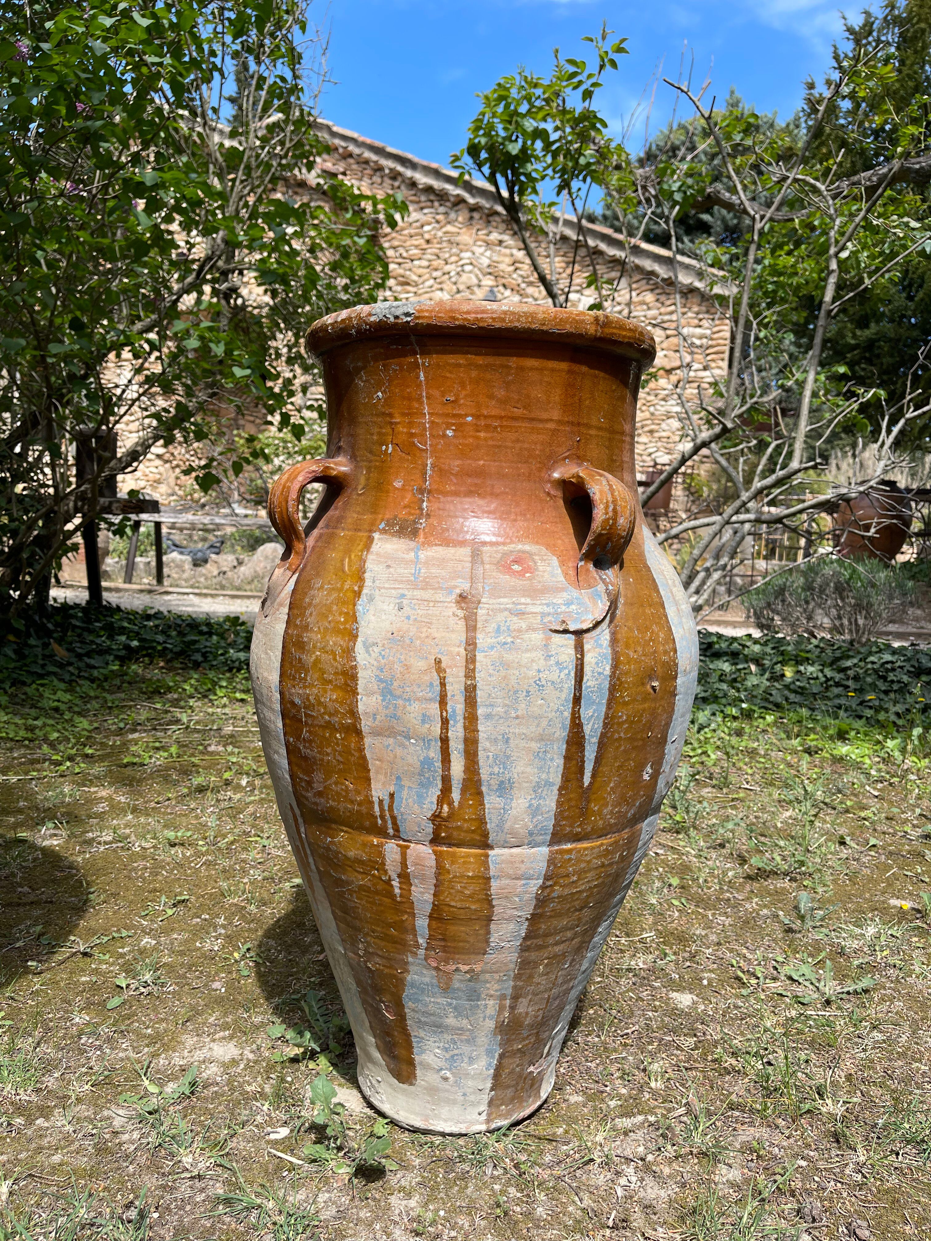 Ancient terracotta pottery jar
