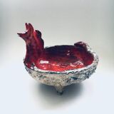 Mid-Century Art Ceramic Mystical Figural Dish, Belgium, 1960s