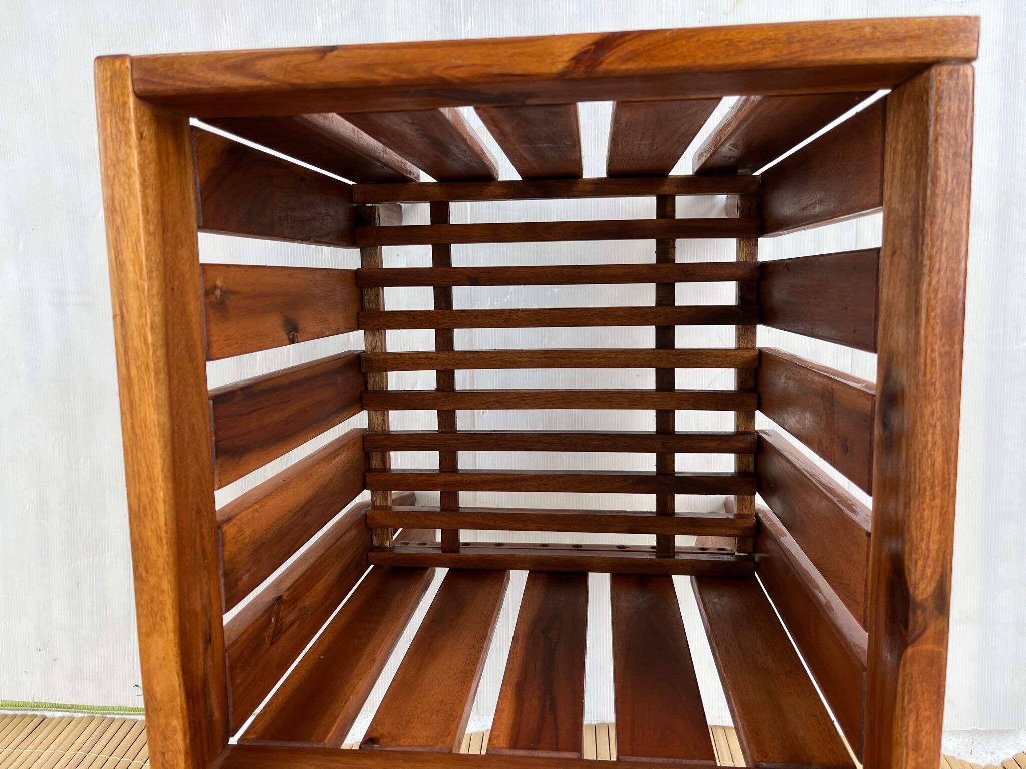 Tabouret, panier linge vintage en bois