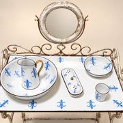 Table de toilette style Napoléon III en fer forgé et émail – décor fleurs de lys