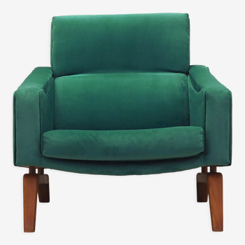 Fauteuil vert, design danois, années 1970, fabriqué au Danemark