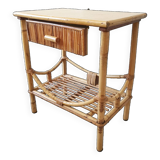 Bedside table, vintage wicker rattan nightstand