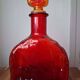 Carafe glass bottle Empoli red-orange