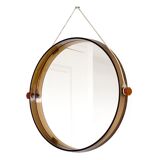Space age round mirror with a smoked acrylic border