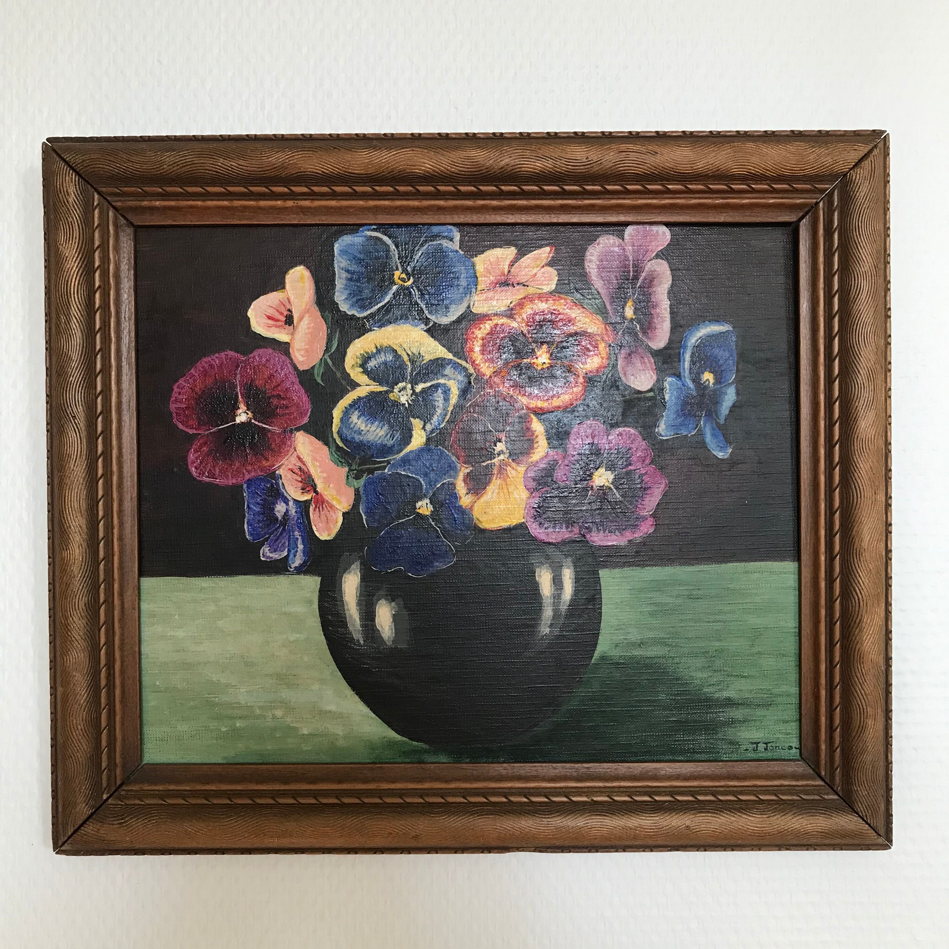 Peinture bouquet de pensées