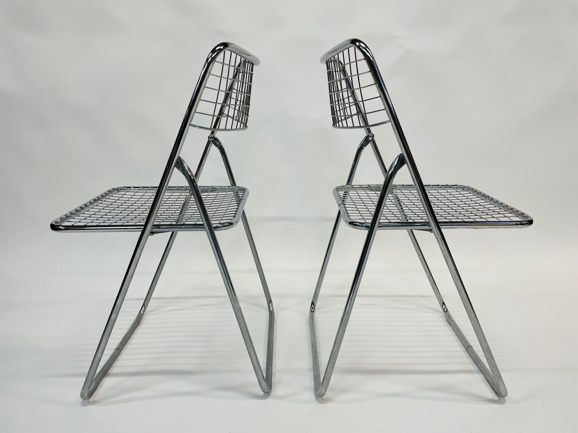 Set of four chrome folding chairs by Niels Gammelgaard for Ikea 1970