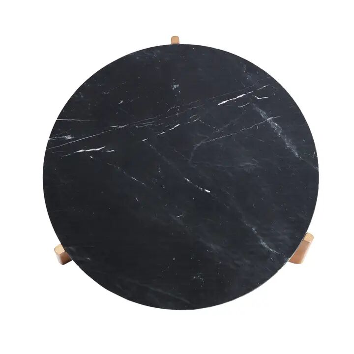 Black marble and mango wood coffee table