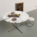 60s marble table with chrome cross base