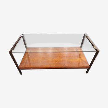 Table basse verre et bois