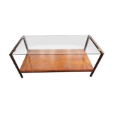 Glass and wood coffee table
