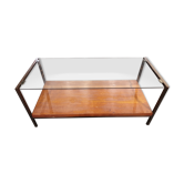 Glass and wood coffee table