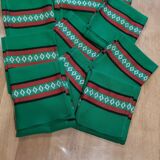 Basque green tablecloth and its 12 napkins