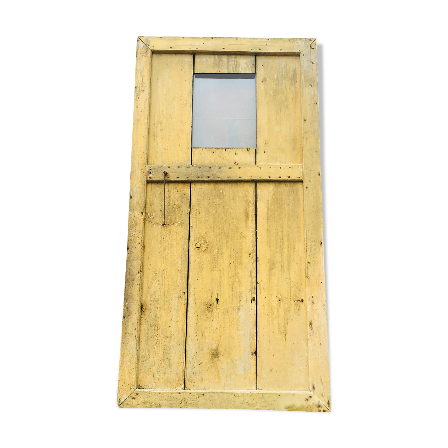 Old wooden door fir look barnwood with window 1800s