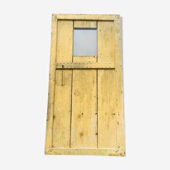 porte en bois sapin look Barnwood avec fenêtre  années 1800