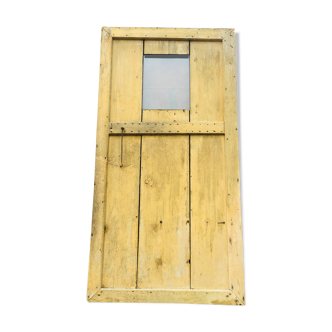 porte en bois sapin look Barnwood avec fenêtre  années 1800