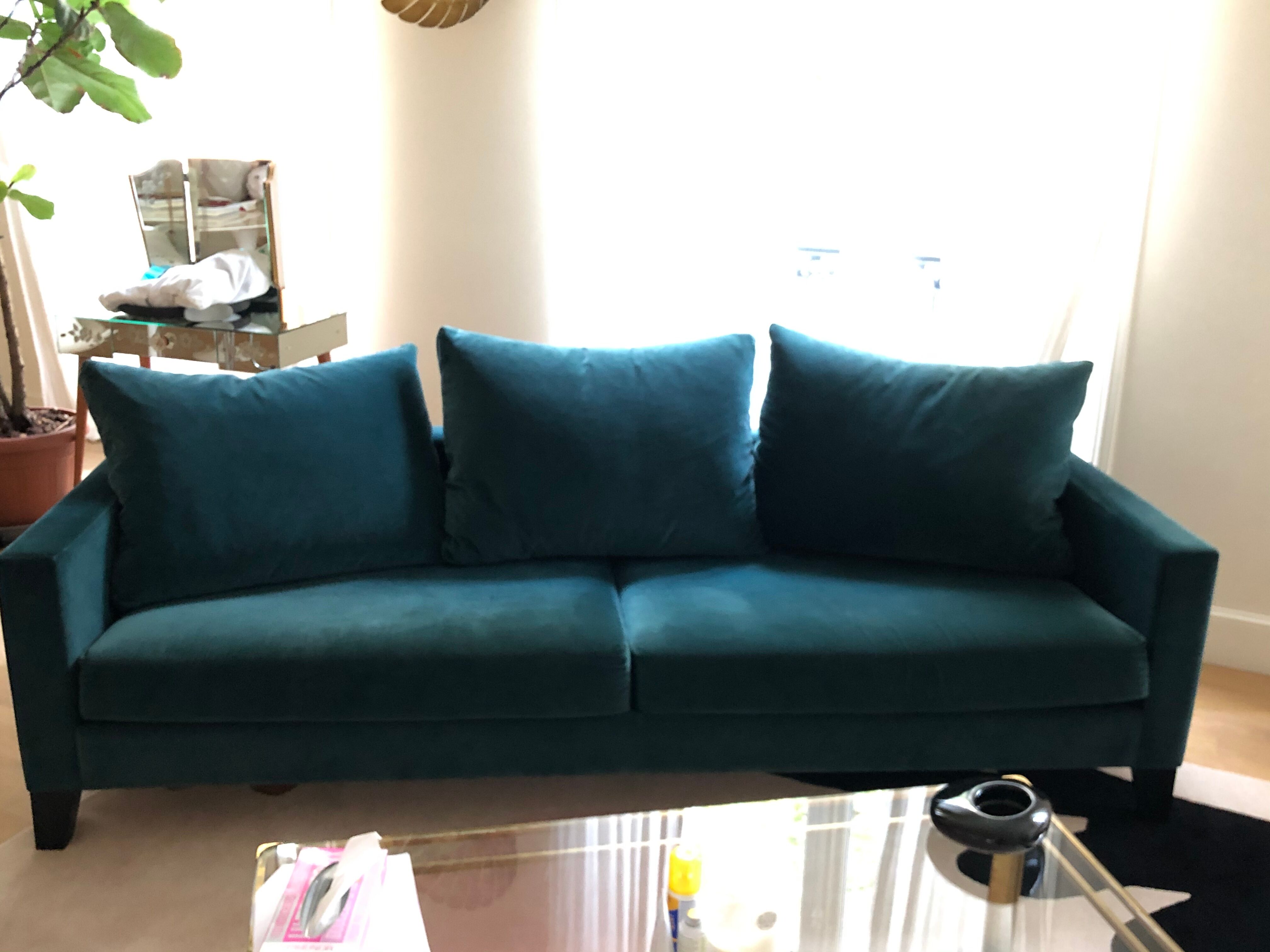 Gilles Nouailhac emerald green velvet sofa