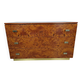 Vintage drawer chest in amboyna burl, 1970s