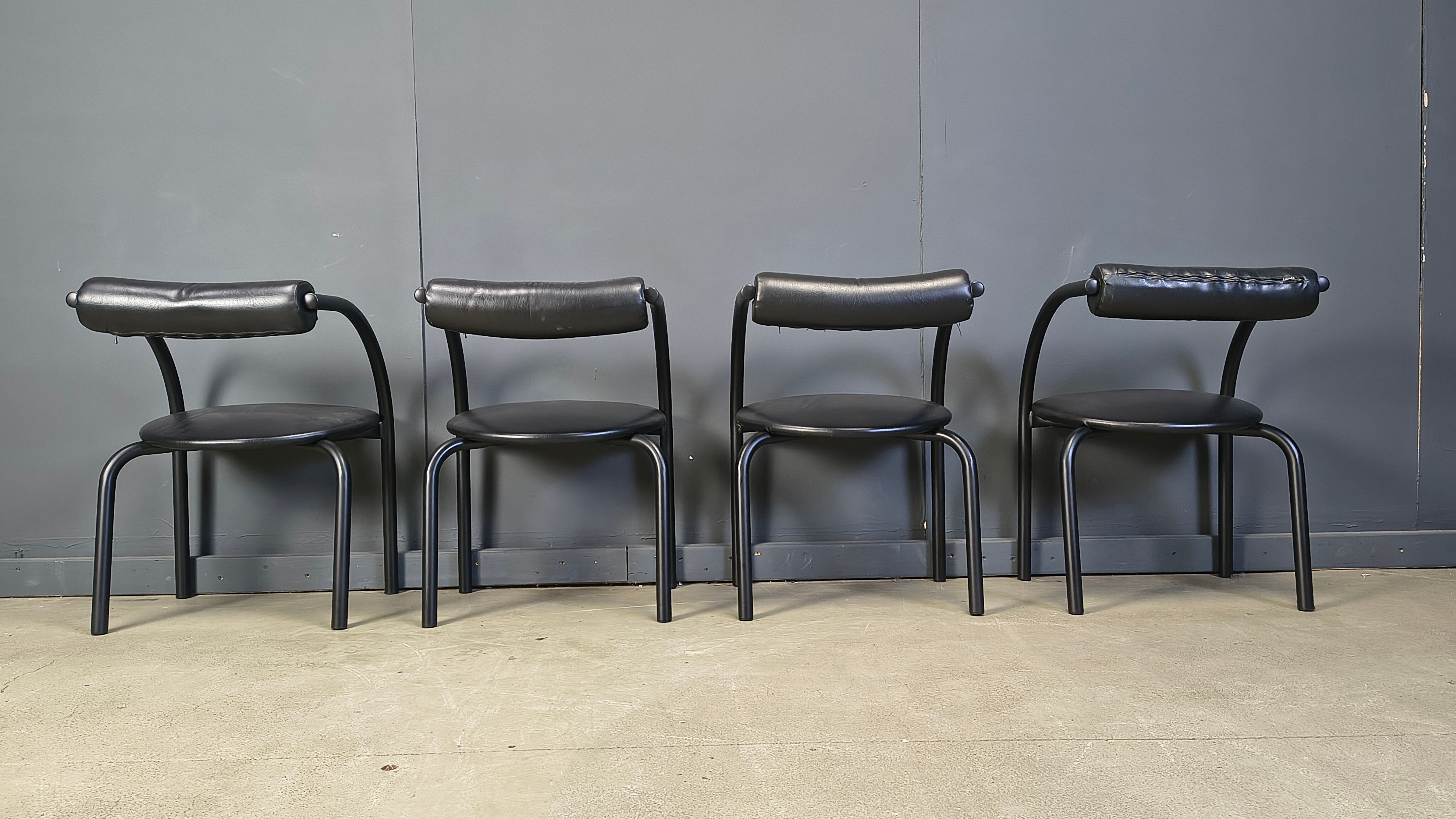 Postmodern dining chairs, 1980s, set of 4