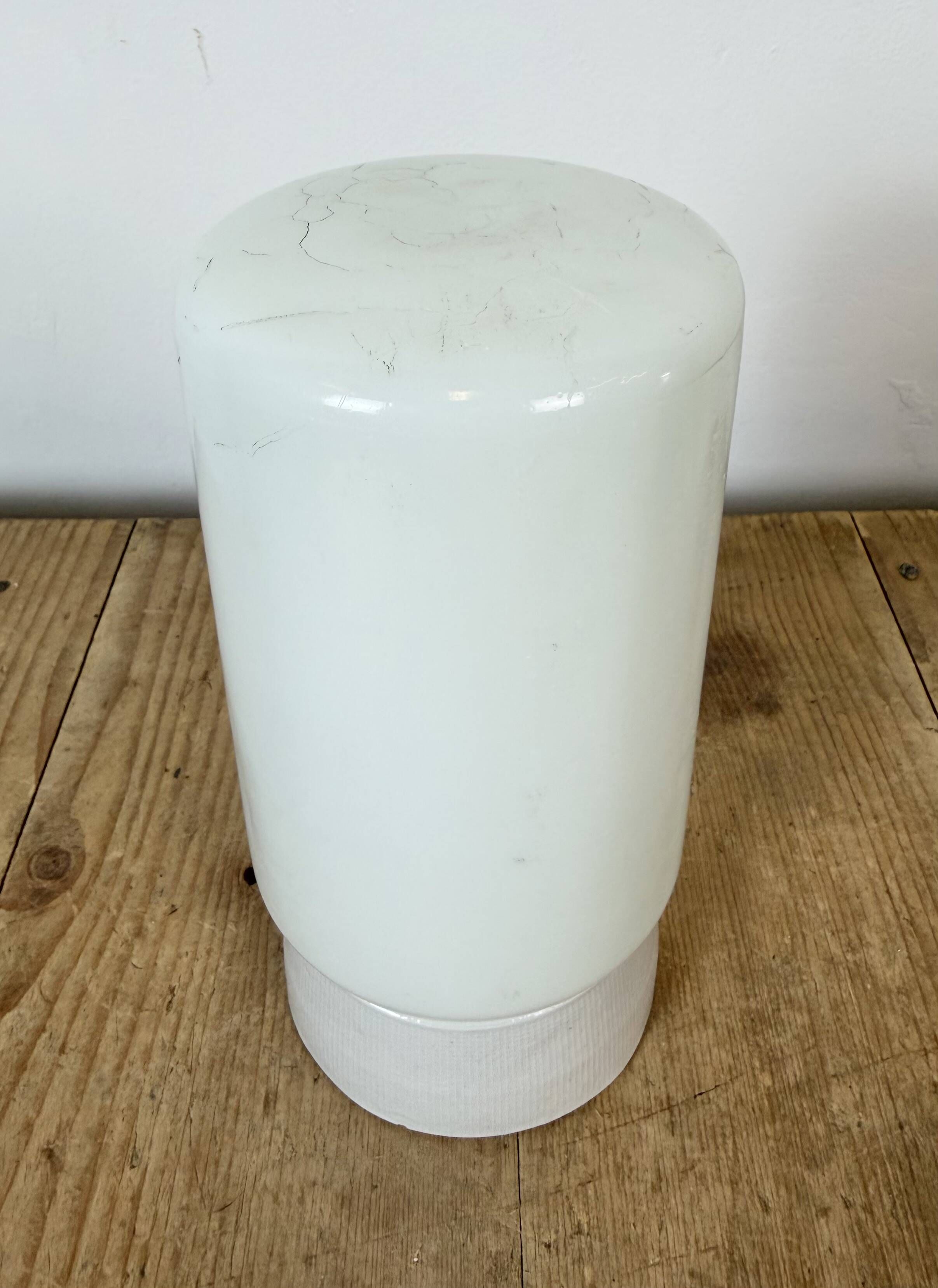 Vintage White Porcelain Ceiling Light with Milk Glass, 1970s