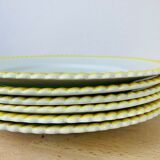 Lot de 6 assiettes plates en faïence vintage