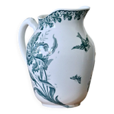 Large jug / carafe from the 19th century, ironstone, bird signed Moulin des Loups.